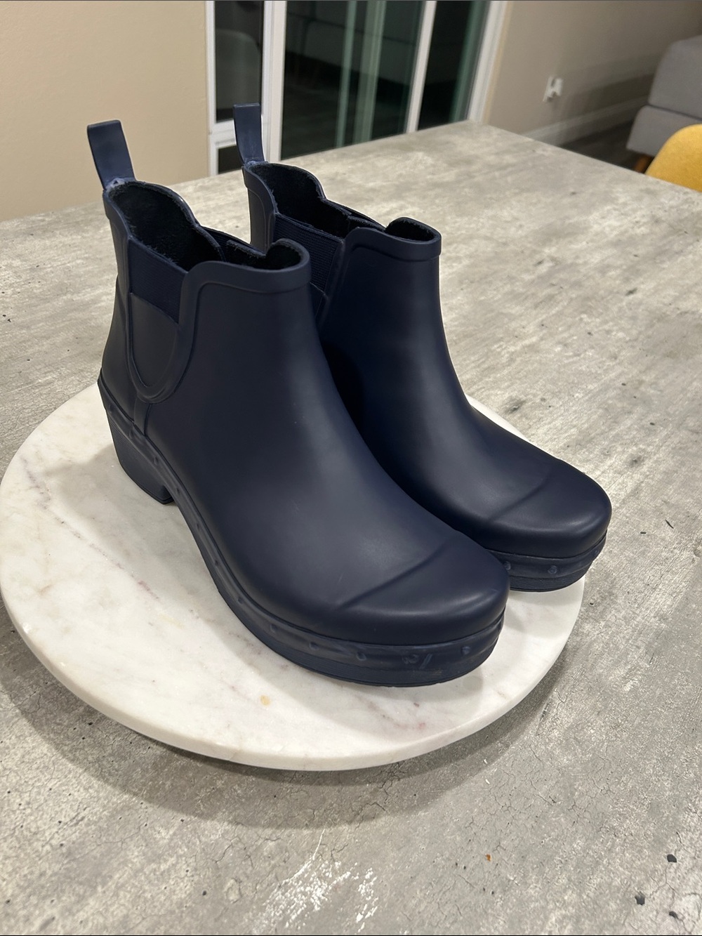 Dansko Navy Chelsea Rain Boot - Slip-On Waterproof Short Boot Size 41 W- 10
